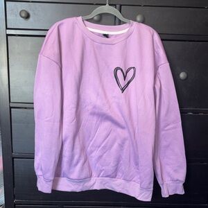 Lavender Heart Women's Crew Neck Sweater